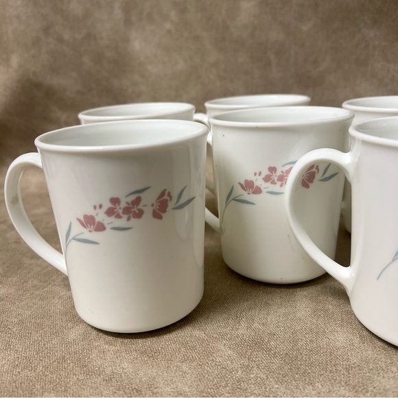Set of (6) Vintage Corning Coffee Mugs / Cups in the Silk Blossoms Pattern - Picture 3 of 8